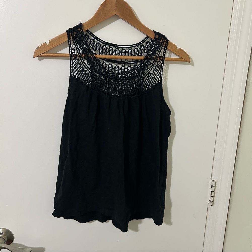 Forever 21 Black Crochet Detail Tank Top